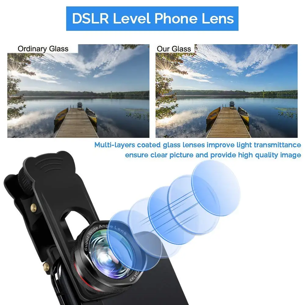 12X Zoom Telephoto Lens + Fisheye Lens + Super Wide Angle Lens+ Macro Lens (2 Lens) Compatible with iPhone X XS Max XR 8 7 6 6s Samsung Andriod 1
