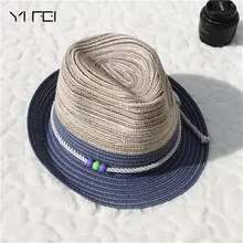 Соломенной шляпе Джаз классический поворот веревки пояс Панама Джаз пляж шляпа для wo Для мужчин вводная де paille мужской женский градиент цвета