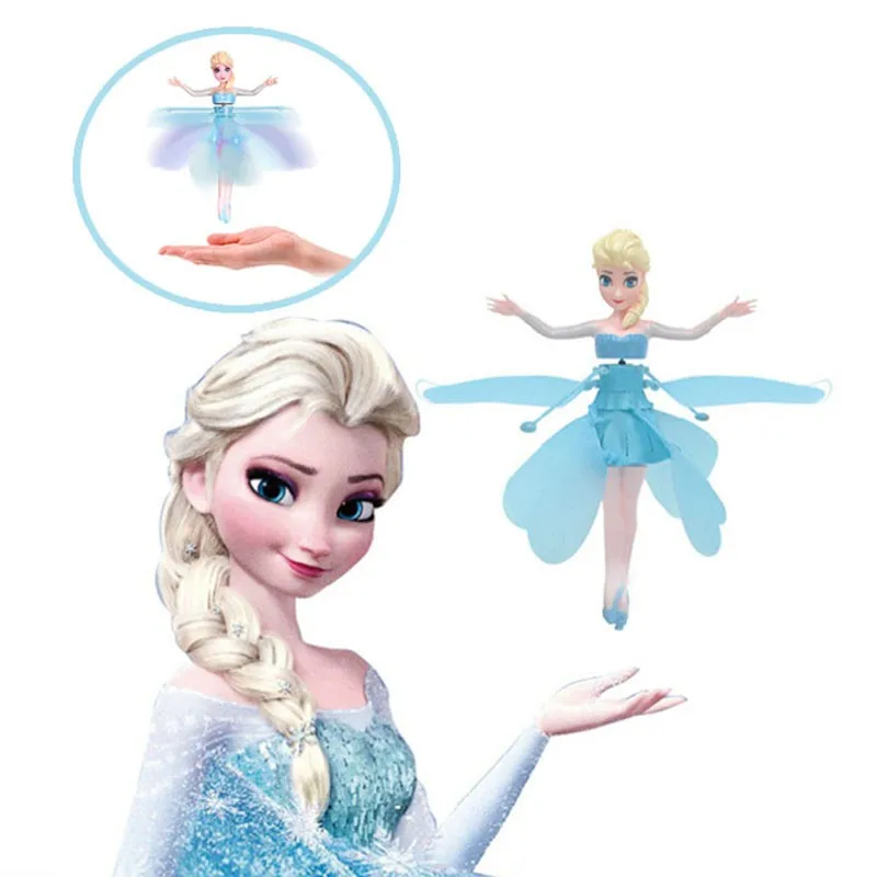 Free Shipping Blue Flying Fairy Elsa Doll Toys Infrared Induction Control Dolls