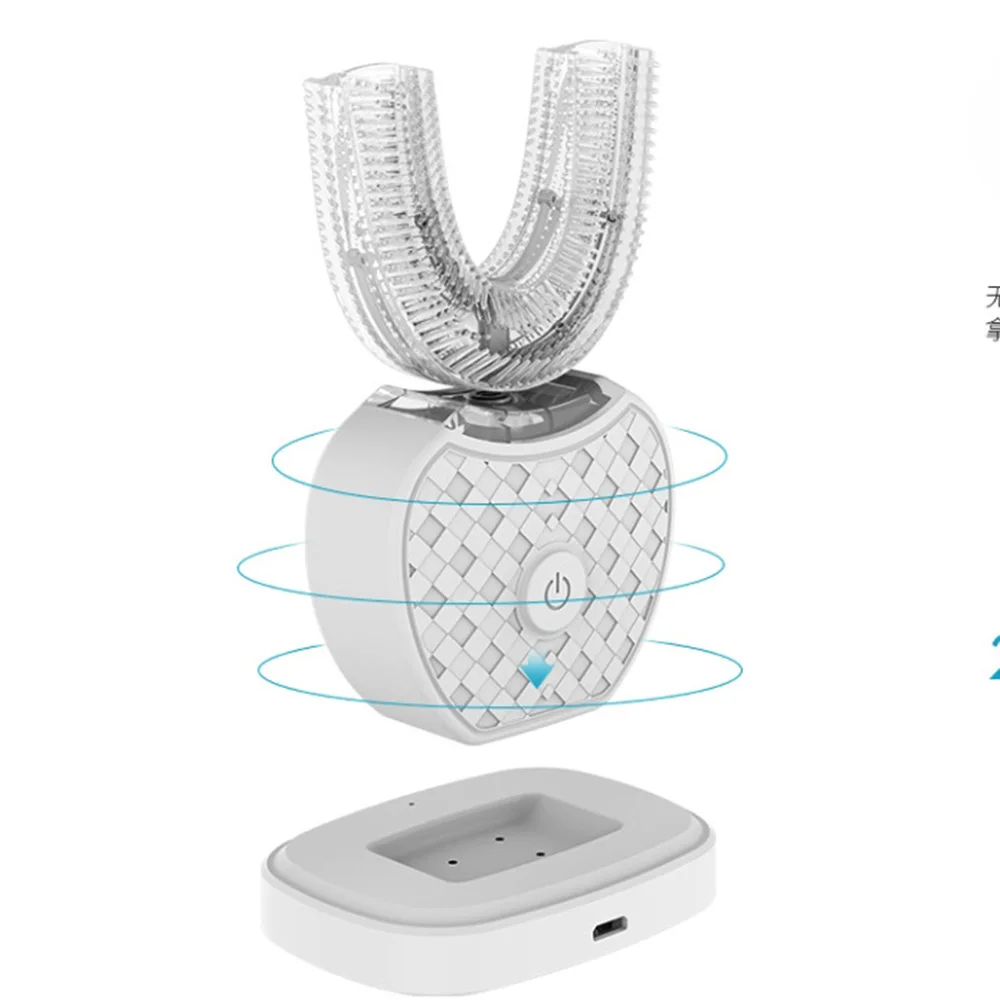2 поколения 360 градусов звуковая автоматическая электрическая зубная щетка отбеливание зубов интеллектуальная Силиконовая зубная щетка синий холодный свет