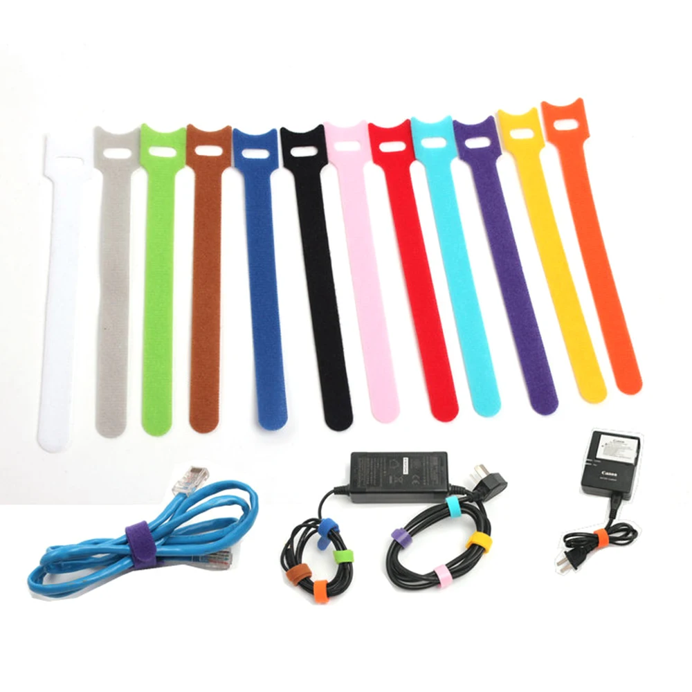 

20pcs 1.2X20CM Adhesive Fastener Tape Sticks cable ties Hook and Loop Fasteners stick buckle belt bundle Tape tie Back To Back