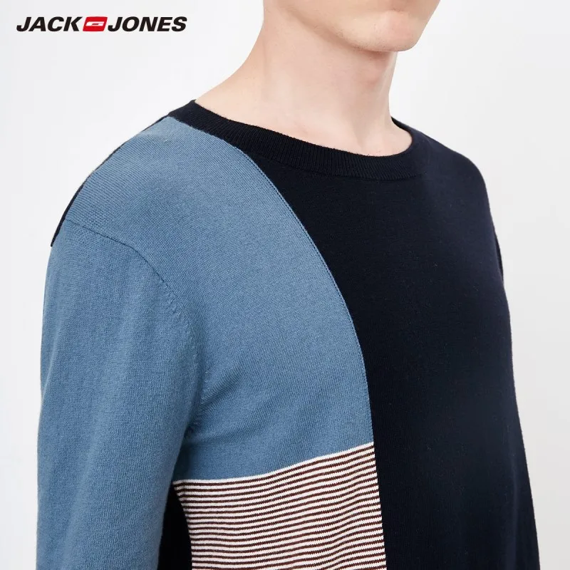 JackJones осенний мужской удобный хлопковый Повседневный свитер с цветными блоками, мужская одежда 218324524