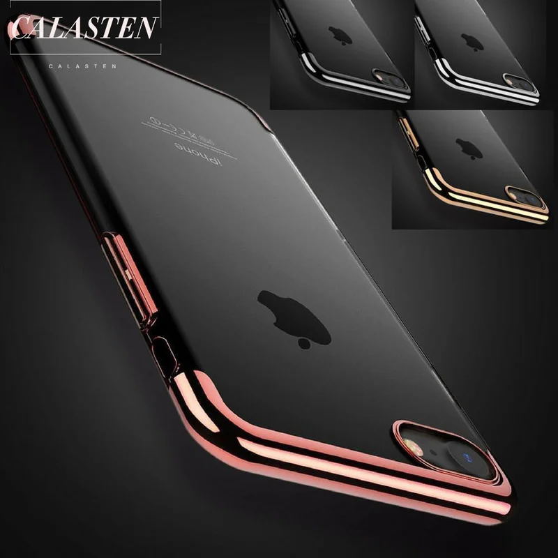 

CALASTEN Plating Clear Silicone Case for iPhone XS Max XR XS case Transparent Soft TPU cover for iPhone X 6S 6 7 8 Plus XS Funda