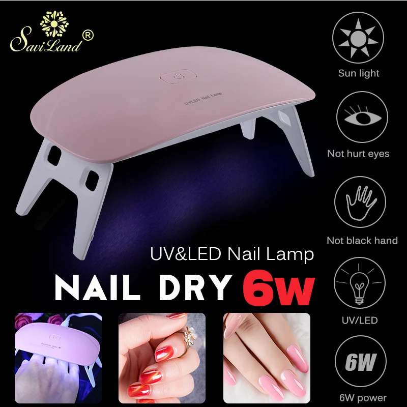 

Saviland 6W UV Lamp Gel LED Nail Lamp High Power For Nails All Gel Polish Nail Dryer Sensor Sun Light Nail Art Manicure Tools