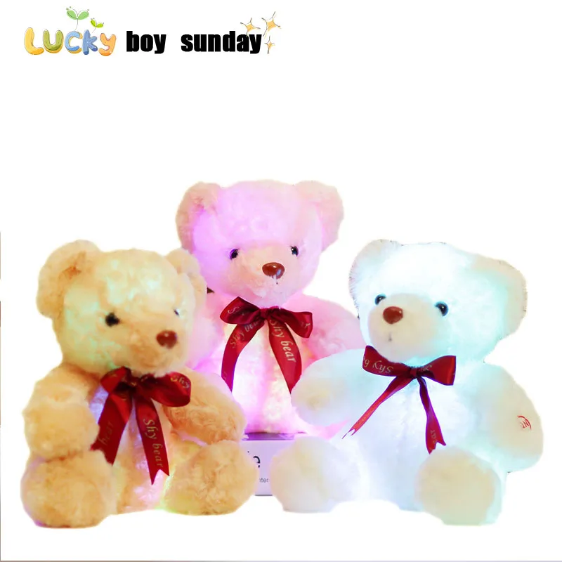 

25cm LED Flash Light Mini Bear Doll Colorful Lovely Glowing Teddy Bear Hug Led Stuffed Plush Toy Kids Gifts for Birthday