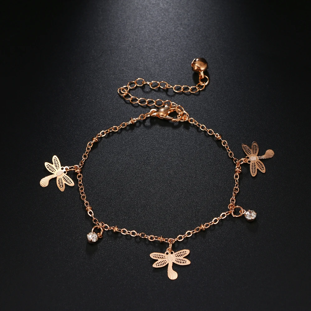 

KISSWIFE Sexy Exquisite Alloy Crystal Dragonfly Butterfly Pendant Anklet Bracelet For Women Foot Chain Fashion Jewelry