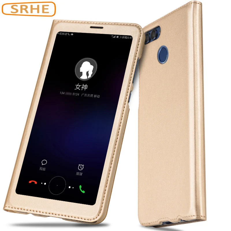 Huawei P смарт чехол Флип Роскошный PU кожаный деловой для Smart PSmart Enjoy 7S с открытым