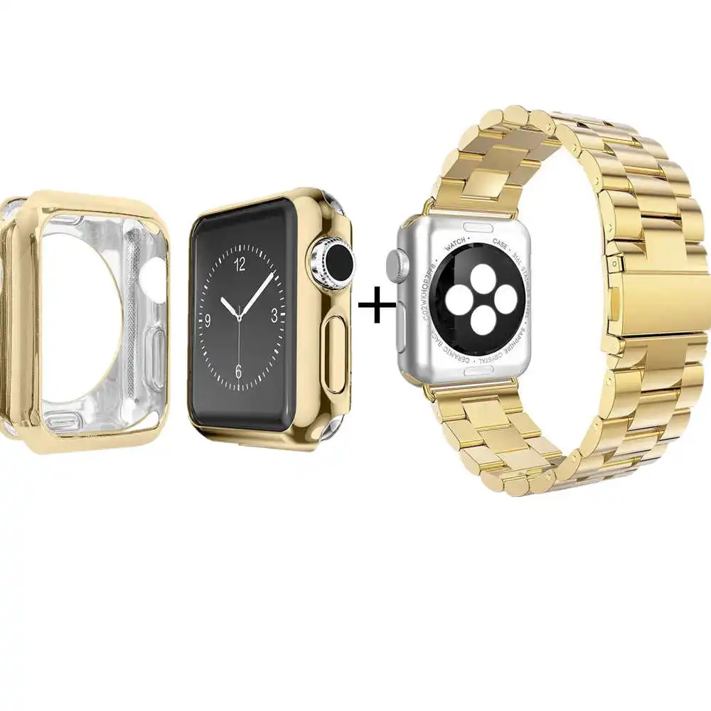 Ремешок из нержавеющей стали FOLOME с мягким корпусом ТПУ браслет для Apple Watch SE Band Series