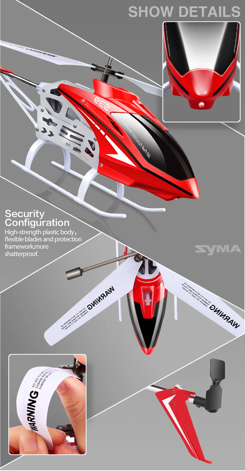 Syma S39 2,4G 3CH RC вертолет с гироскопом СВЕТОДИОДНЫЙ Алюминиевый противоударный пульт дистанционного управления 100 м самолет детские игрушки