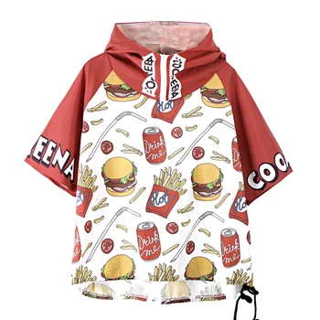

Tide brand short-sleeved windbreaker spring and summer hip-hop sunscreen shirt thin coat hooded sweater women's clothing