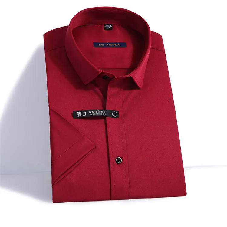2018 бренд Для мужчин рубашки модные однотонные короткий рукав Дизайн Повседневное Бизнес высокое качество Oxford Slim Fit Solid Для мужчин рубашки M704