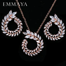 EMMAYA Модный женский кулон ожерелье и серьги ювелирные изделия сверкающий AAA CZ камень Ювелирные наборы для женщин