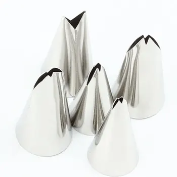 

Stainless Steel Leaves Set 5 Pcs Icing Nozzles Pipinp Tips Pastry For Cake Fondant Baking Decorating Tools And 1Pcs Coupler