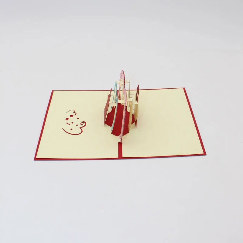  (10 pieces/lot)3D Pop Up Wedding Silhouette Greeting Card Paper Carving Romantic Couple Wedding Par - 32800154905