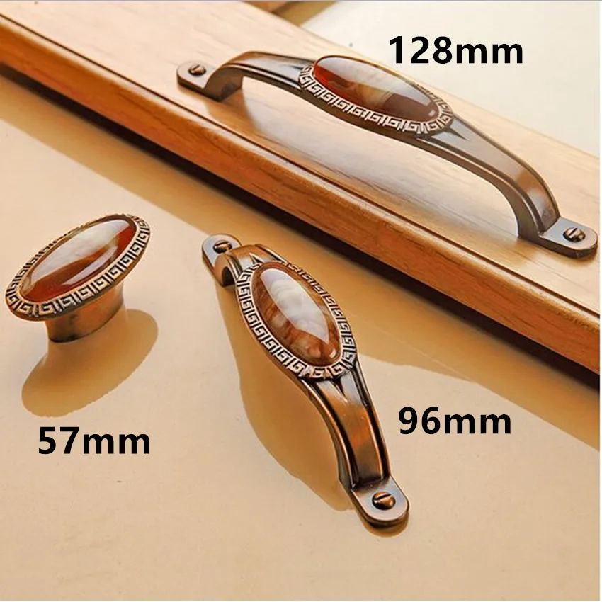 128mm Europe vintage coffee furniture handles amber kitchen