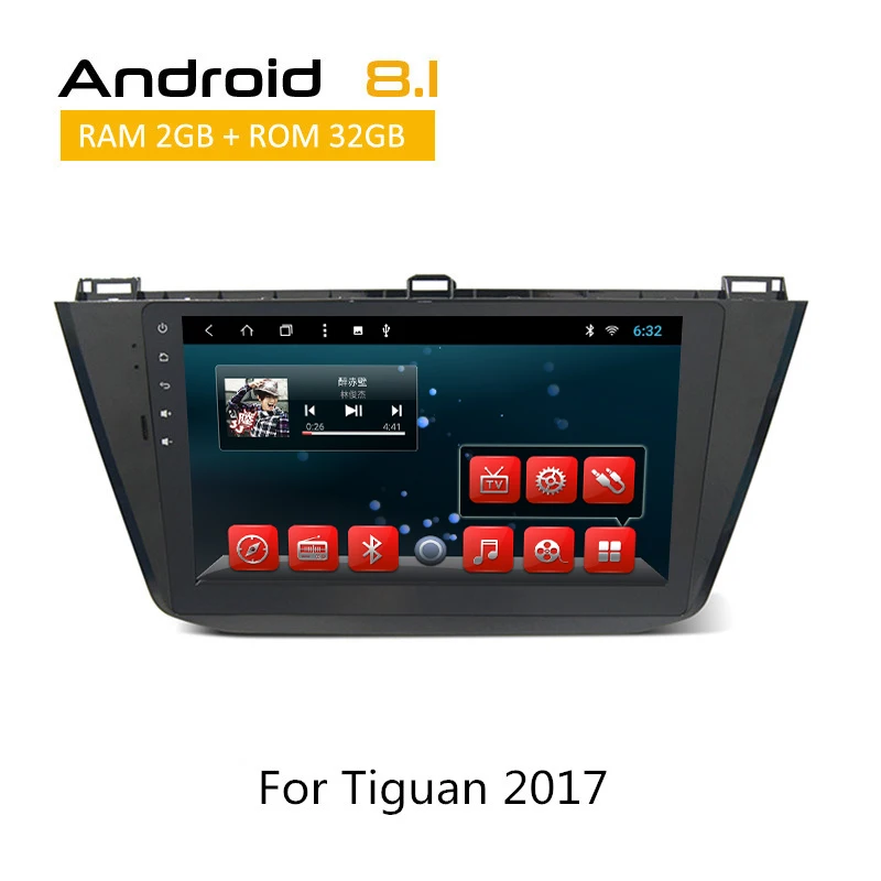 Sale YAZH 1 Din Auto Radio For VolksWagen Tiguan 2017 Android Car Stereo 2GB 32GB Head Unit AUX 1080*600 HD 10.1 INCH GPS Navigation 0
