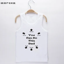 

LUCKY ROLL Summer Children Baby Cotton Sleeveless Camisoles Boys Girls You Can Do This Dad Letter Printed Tank Tops Kids Outfits