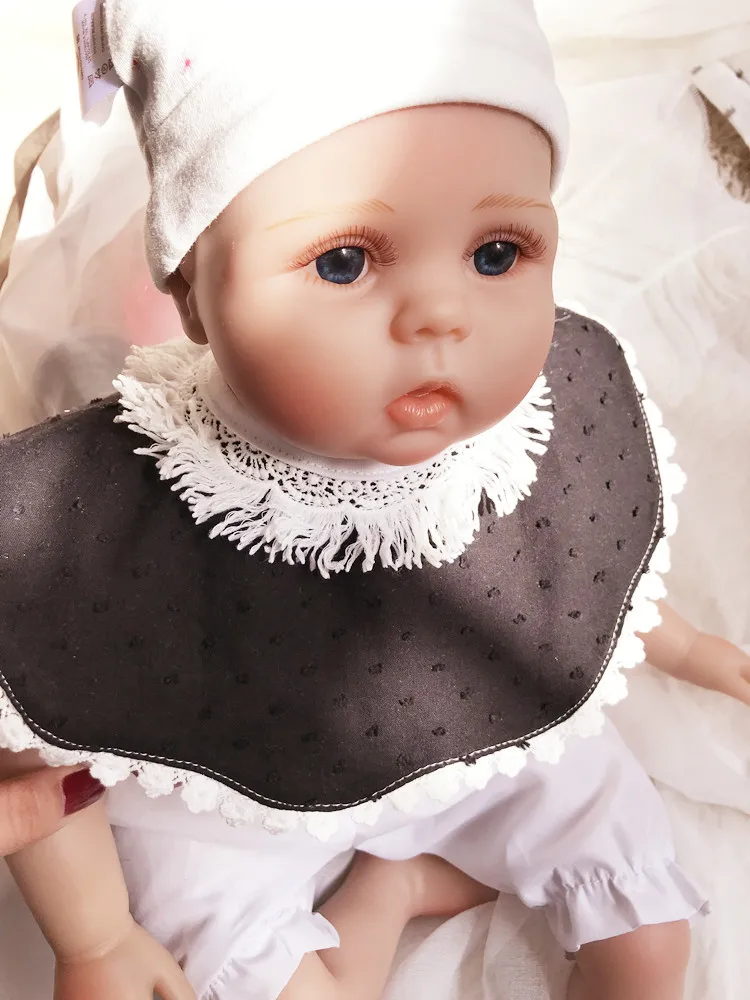 Nordic Cotton Bib Breathable Black White Lace Purfle Burp Anti-spitting Milk Fake Collar Bibs  360 Degree Bib Round Rotating (6)