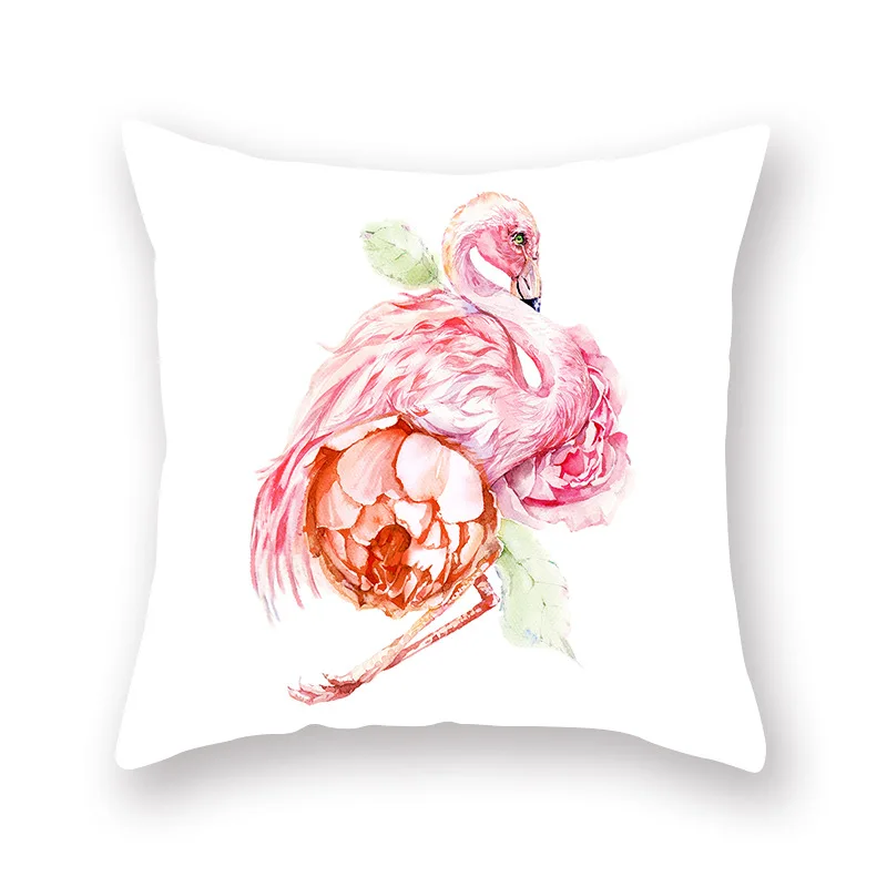 Nordic свежий чехлы розовый Фламинго акварель Подушка Чехол для дивана кровати Гостиная декоративные настенные наклейки Home Decor мягкие чехлы с размером 45*45 - Цвет: Flamingo-1