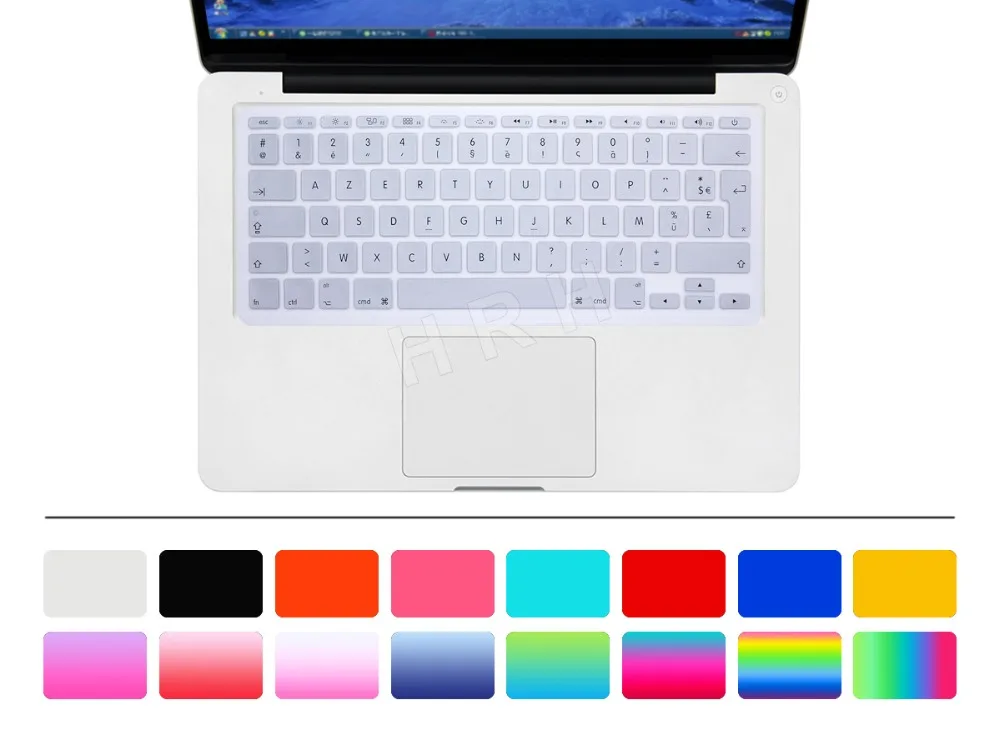 HRH водонепроницаемый французский Великобритания/ЕС Силиконовый мягкий цветной AZERTY чехол для клавиатуры защитный чехол для Mac Book Air 1" 11,6 дюймов A1465/A1370
