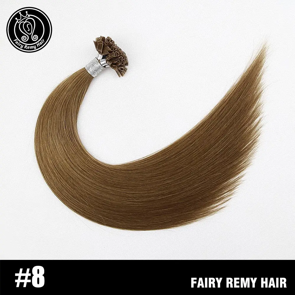 Сказочные волосы remy 0,8 г/локон 1" u-кончик кератин предварительно скрепленные волосы remy наращивание европейские натуральные волосы на капсуле fusion hair 50 s/pac - Цвет: #8