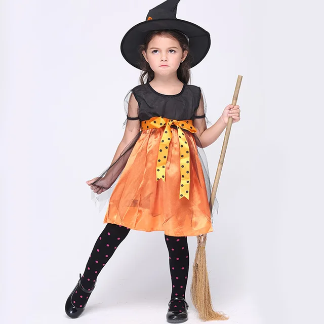 Cute Baby Girls Dress Cosplay Halloween Costume Orange Patchwork