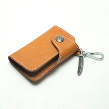 Винтажный кошелек из натуральной кожи для ключей для мужчин и женщин ручной работы Простой автомобильный держатель для ключей сумка держатель для кредитных карт брелок для ключей
