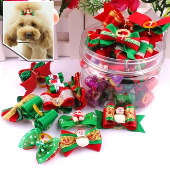 

20pcs Dogs Christmas Hair Bows Pet Dog Accessories Grooming Hair Decoration Festival Hair Goods for Small Dogs Yorkie Shih Tzu