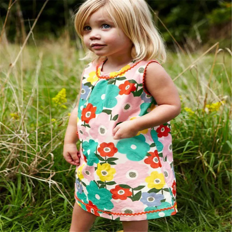 

Kids clothing girl's sleeveless dress cotton all print flowers summer children clothes hot selling baby casual dress for girls
