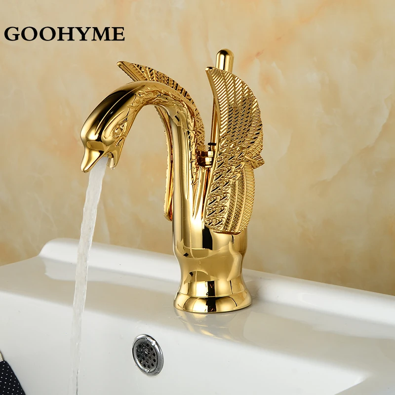 Basin Faucets New Design Swan Faucet Gold Plated High and Short Wash