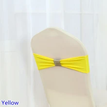 Цвет желтый галстук группы лайкра кресло створки галстук-бабочка лента для Свадебная вечеринка банкет украшения с блестящей ленты
