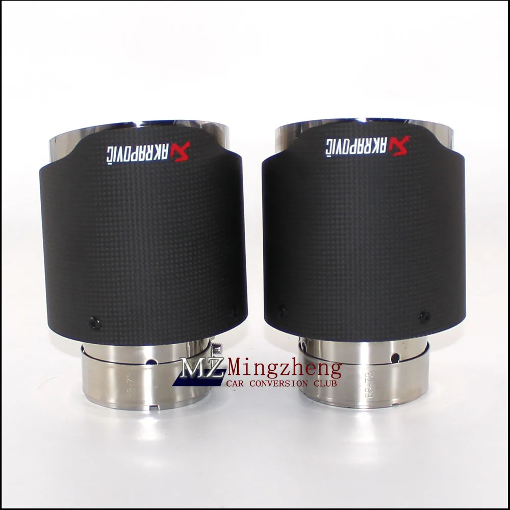 

1Pcs car styling akrapovic Carbon fiber + stainless steel universal Auto exhaust tip tailtip end pipe for bmw V W golf