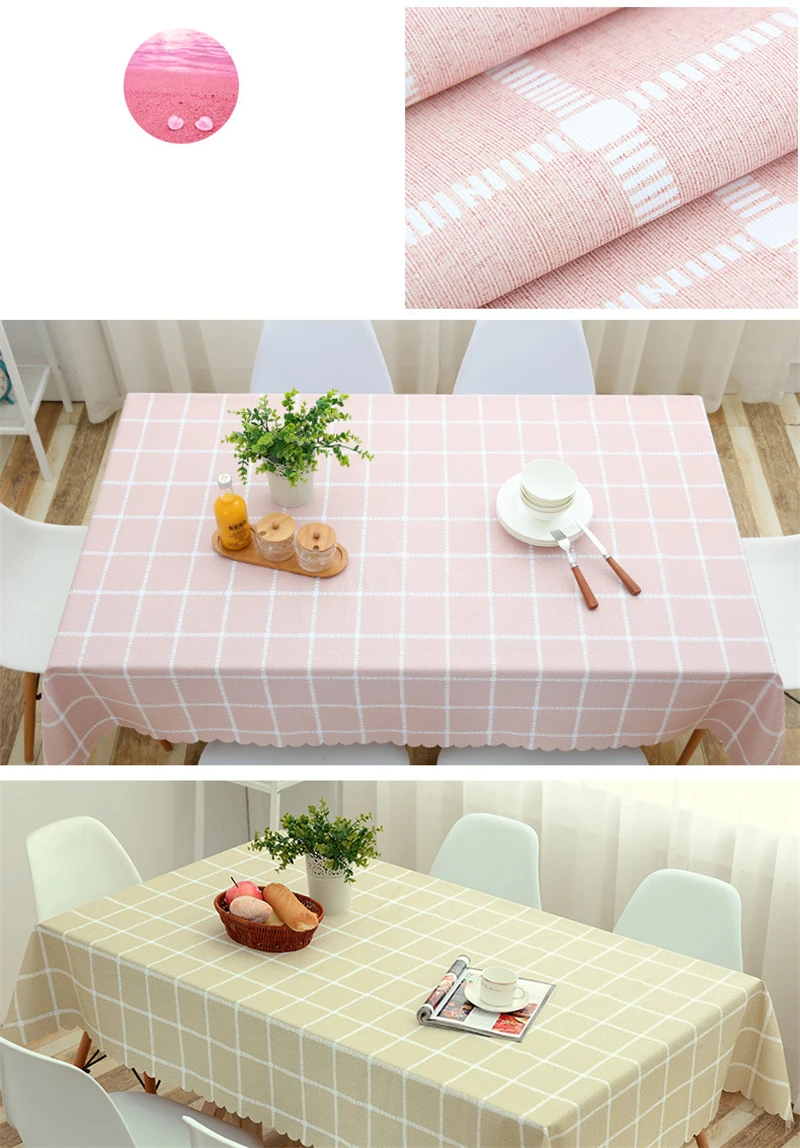 Pastoral Plaid Rectangular Waterproof Tablecloth Fabric Pvc Tea Table Cloth Waterproof Oilproof For Table Cover Plastic For Home