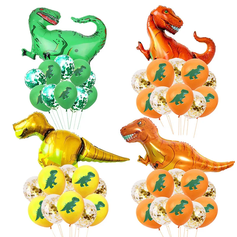 

11pcs Boys Birthday Dino Party Dinosaur Foil Balloon Confetti Latex Ballons Dino Air Baloon Globos Baby Shower Birthday Decor