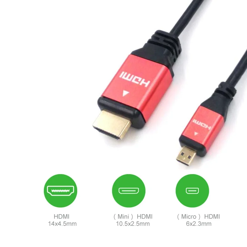 micro hdmi cable 3m 10FT Micro HDMI to HDMI cable with Ethernet for Cell phones for win8 4kx2k new metal shell freeshipping