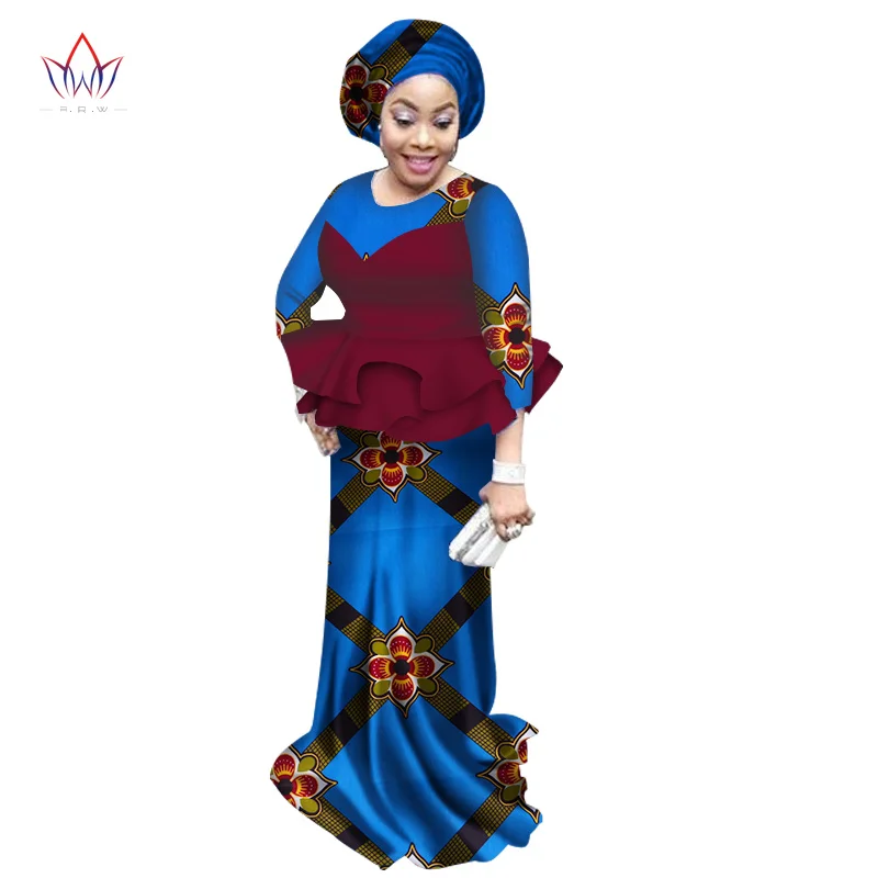 Г. в африканском стиле платья для женщин традиционные натуральные с круглым воротом 6XL 2 предмета Большие размеры обычная одежда свадебные хлопчатобумажное платье Y1773 - Цвет: 12