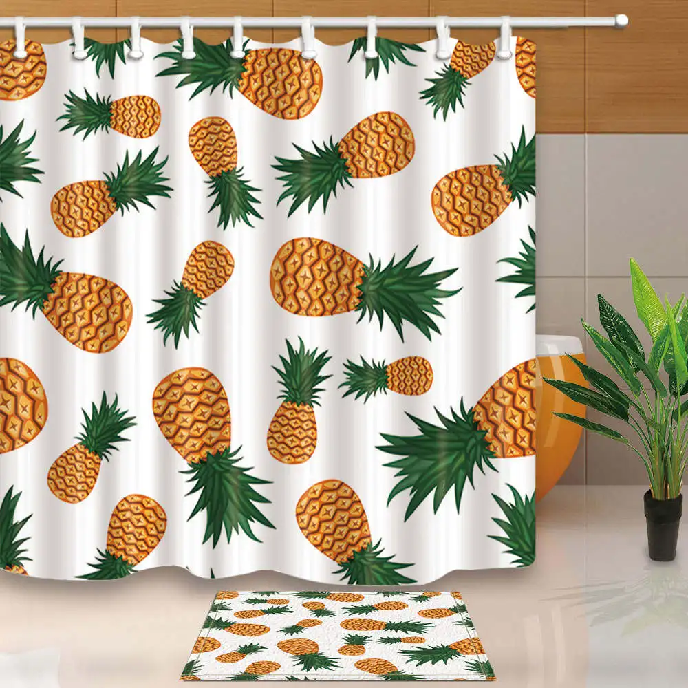 Summer Pineapple Paintings Colorful Eco friendly Waterproof Shower