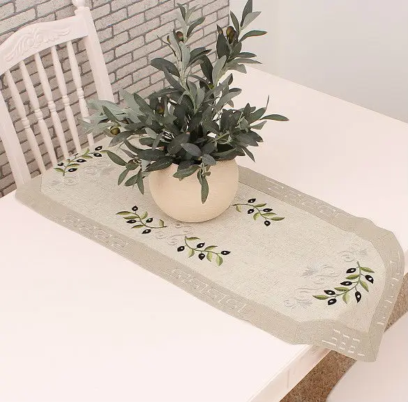 Olive Branch Embroidery Table Runner 38*175cm(15*68 Inch)embroidery