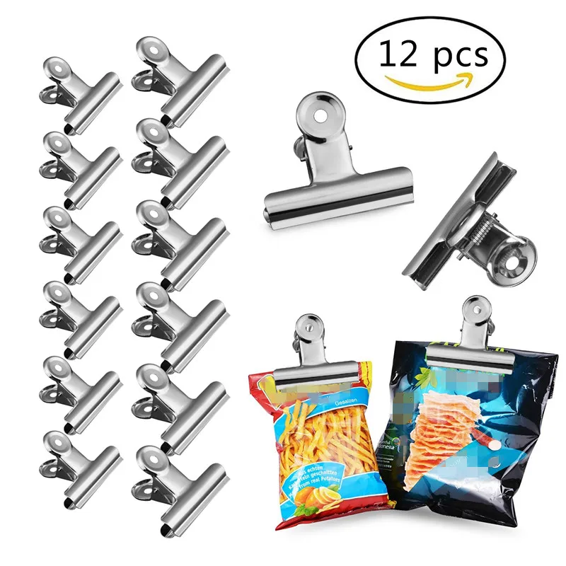 12Pcs/set Bag Clips Multi functional Food Clips Heavy Duty Stainless