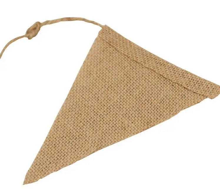 Perfect Vintage Jute Hessian Burlap Bunting Banner Wedding party Photography Props Decoration Banner 13 Flags 3