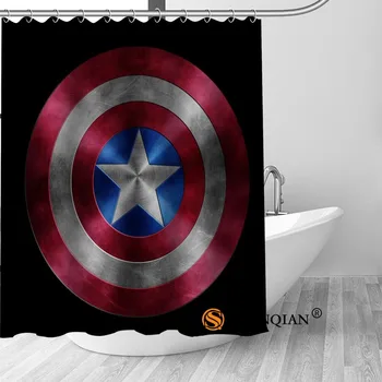 

Custom captain america shield symbol Curtain Fabric Modern Shower Curtain bathroom beautiful Curtains Bath decor