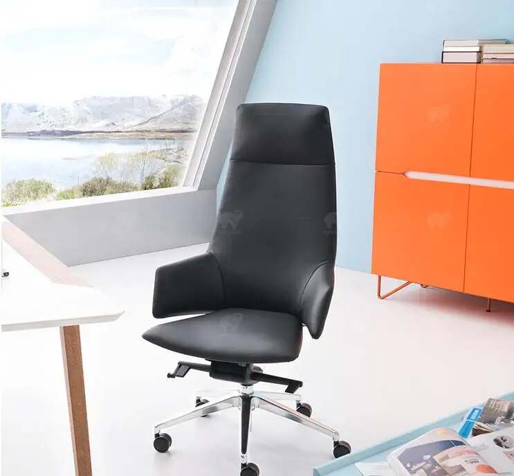 Leather boss chair reclining computer chair home modern minimalist conference chair designer office chair. -