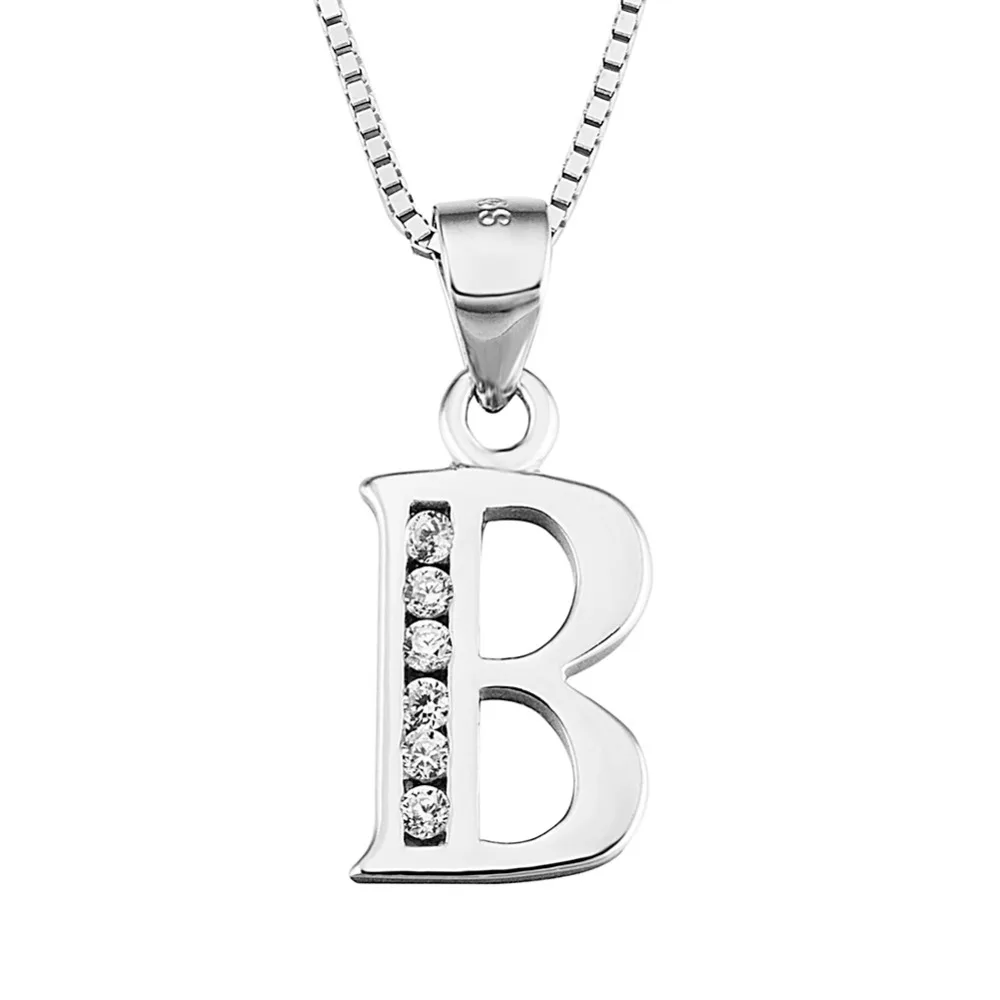 925 Sterling Silver Jewelry Letter B Men Women Necklace 2017 AAA zircon