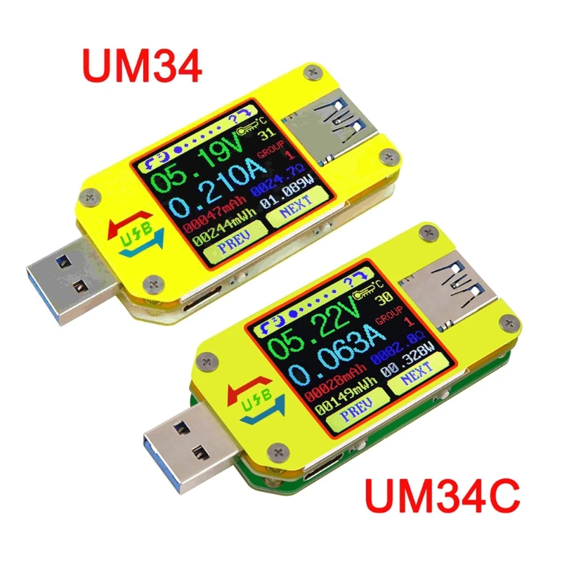 RD UM34 UM34C USB 3,0 ЖК-дисплей тестер напряжения измеритель тока Amp тип-c тестер