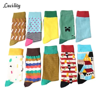 

Fashion Hip Hop Socks Cotton Man Cartoon Fruit Breathable Socks Happy Male Personality Socks Creative Man 3pairs/lot=6pieces