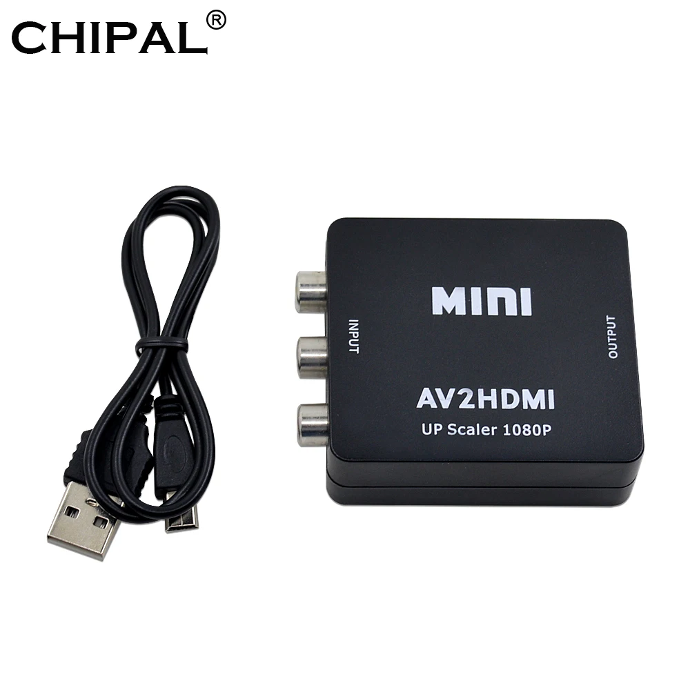 Преобразователь CHIPAL AV-HDMI Full HD 1080P штекер-гнездо RCA AV2HDMI аудио адаптер мини