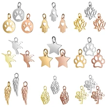 5 шт./лот Позолоченные перьевые крылья из нержавеющей стали Дерево жизни Лотос Подвески Подвеска для DIY Браслеты Аксессуары для изготовления ювелирных изделий