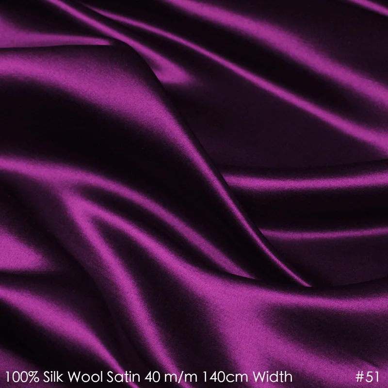 

SILK WOOL SATIN 140cm width 40mm/28%Silk+72%Wool Satin Fabric for Sewing Suits Set Factory Direct Sale-No.51 Dark Hotpink