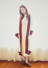 new the wind hit the long color stripe cardigan coat