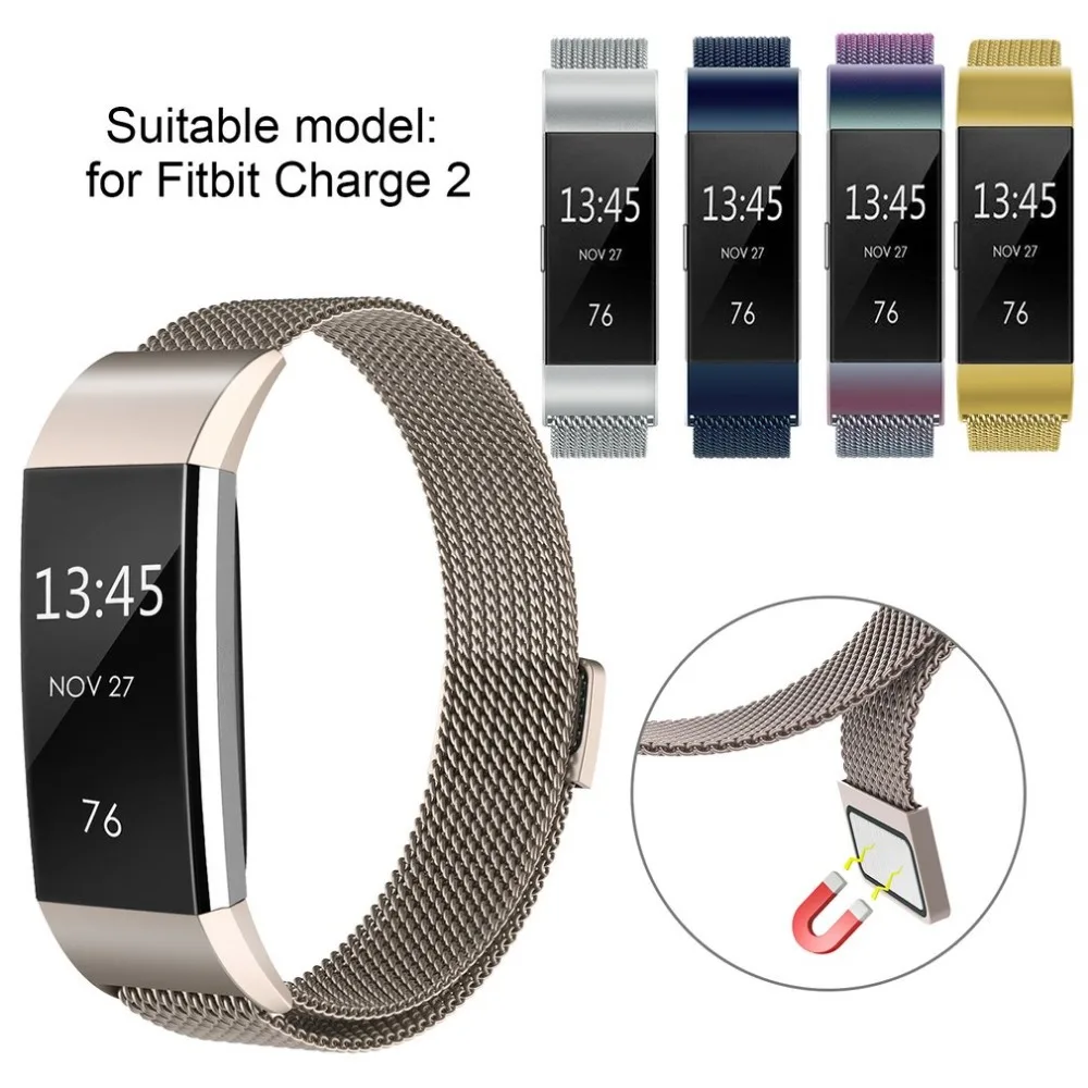 

For Fitbit Charge 2 Replacement Magnetic Loop Strap Stainless Steel Wrist Band Magnetic Loop Strap Wrist Watchband